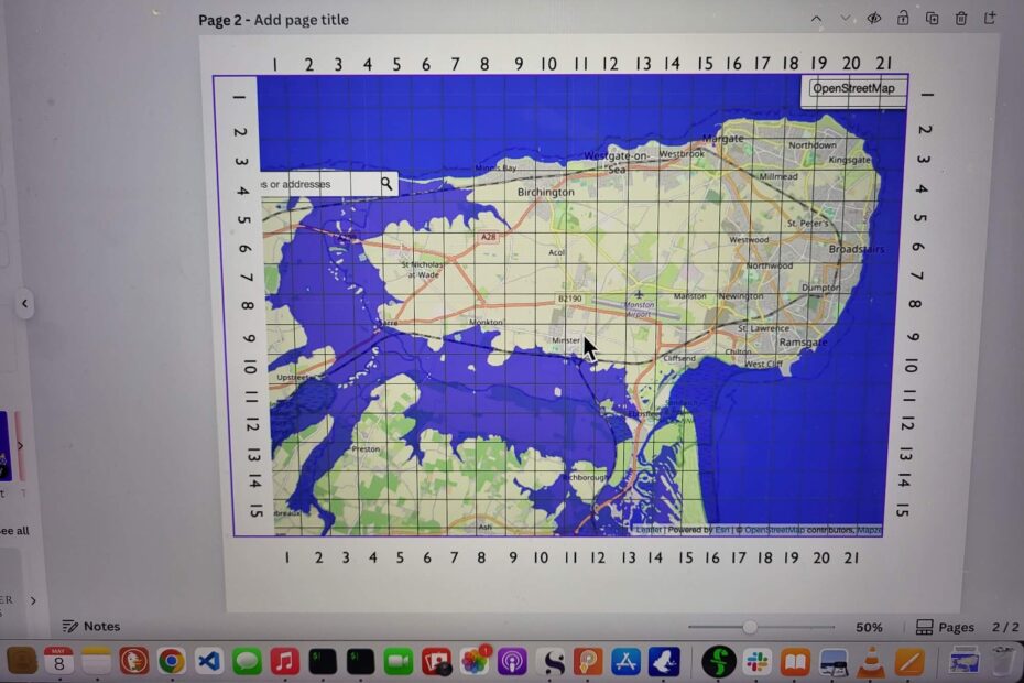 Flood map of Kent for the Human Software map of Sandport