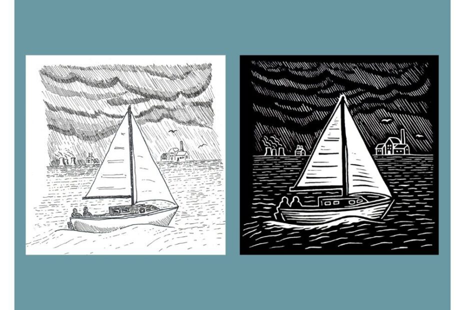 Before and After of boat transformation using AI