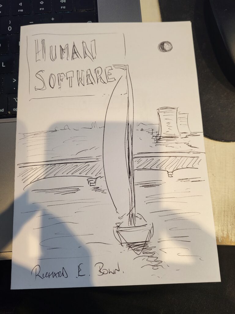 An early design idea for the cover of Human Software.